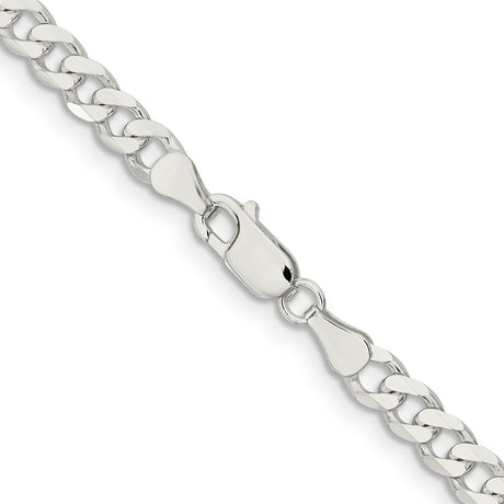 925 White Gold 5.7 mm Curb Chain Necklace, Polished alternate angle