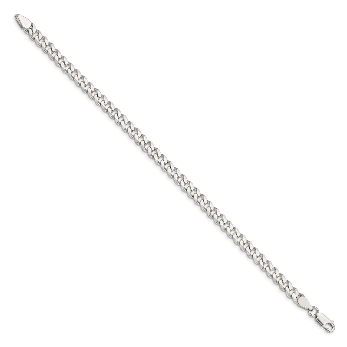 925 White Gold 5.7 mm Curb Chain Anklet, Polished