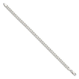 925 White Gold 5.7 mm Curb Chain Anklet, Polished