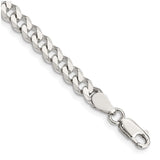 925 White Gold 5.7 mm Curb Chain Anklet, Polished shown for scale