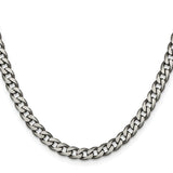925 White Gold 6 mm Curb Chain Necklace, Solid