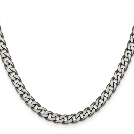 925 White Gold 6 mm Curb Chain Necklace, Solid