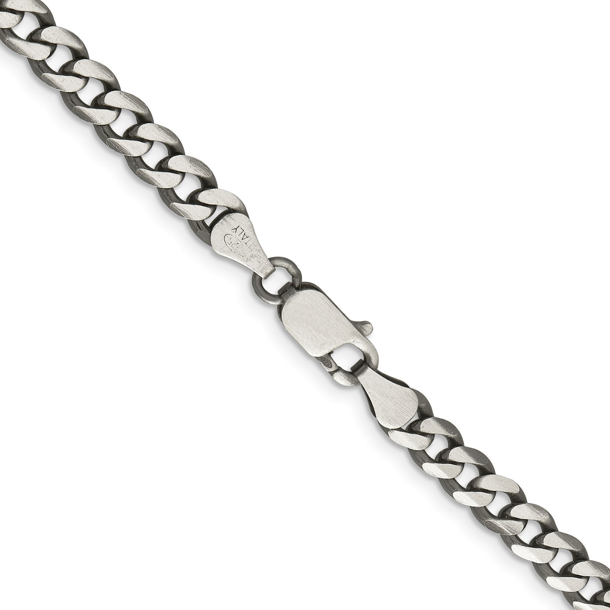 925 White Gold 6 mm Curb Chain Necklace, Solid alternate angle