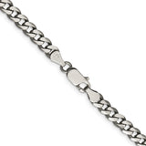 925 White Gold 6 mm Curb Chain Necklace, Solid alternate angle