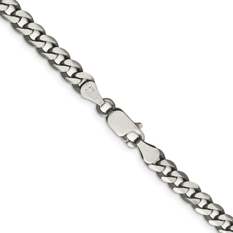 925 White Gold 6 mm Curb Chain Necklace, Solid alternate angle