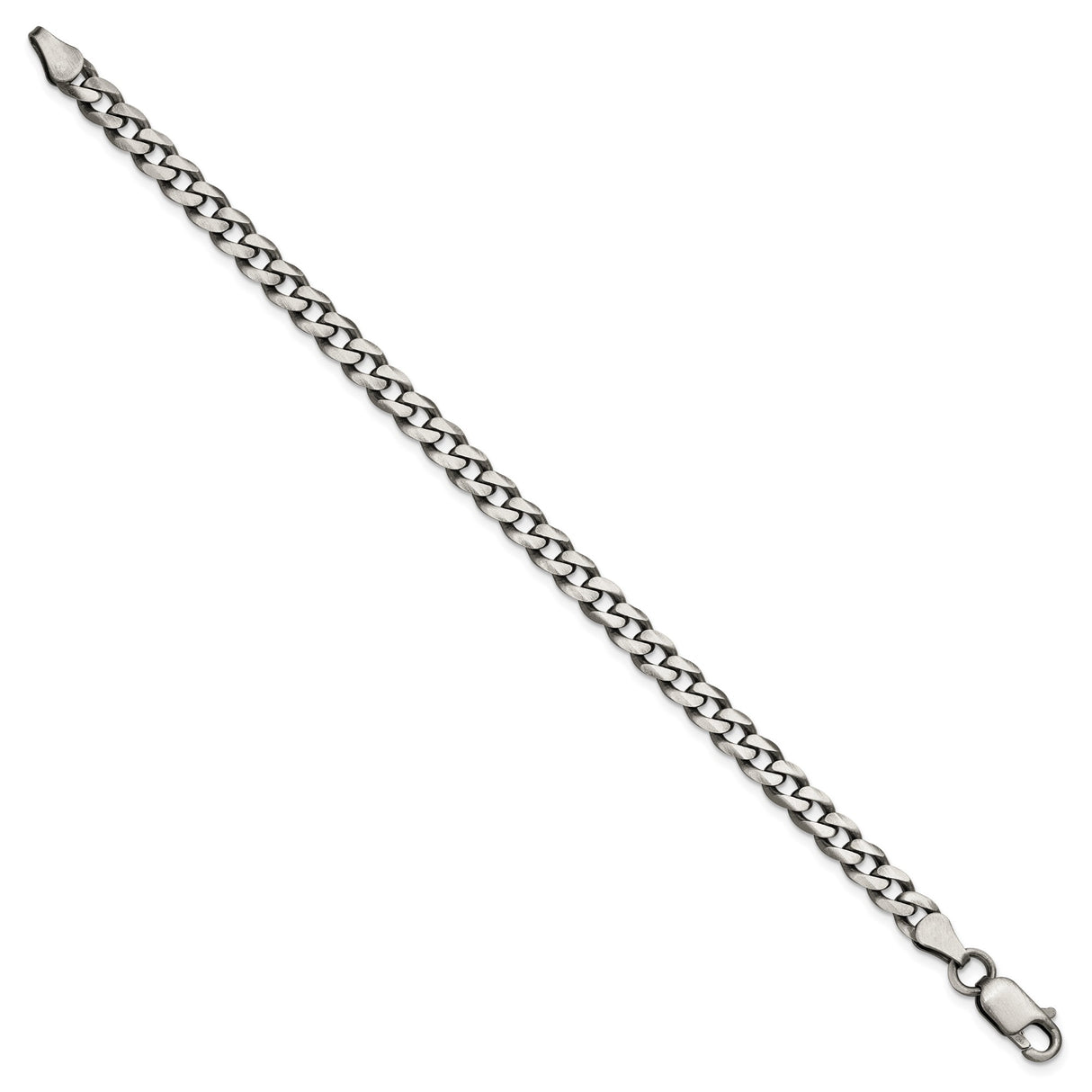 925 White Gold 6 mm Curb Chain Anklet, Solid