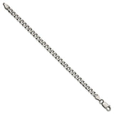 925 White Gold 6 mm Curb Chain Anklet, Solid