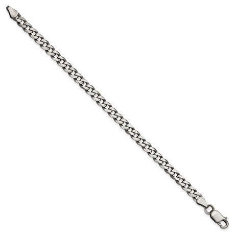925 White Gold 6 mm Curb Chain Anklet, Solid