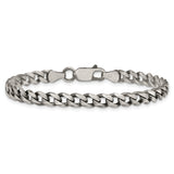 925 White Gold 6 mm Curb Chain Anklet, Solid alternate angle
