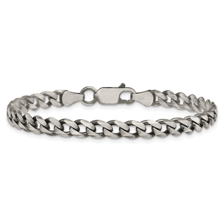 925 White Gold 6 mm Curb Chain Anklet, Solid alternate angle