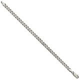 925 White Gold 6 mm Curb Chain Bracelet, Solid detail view