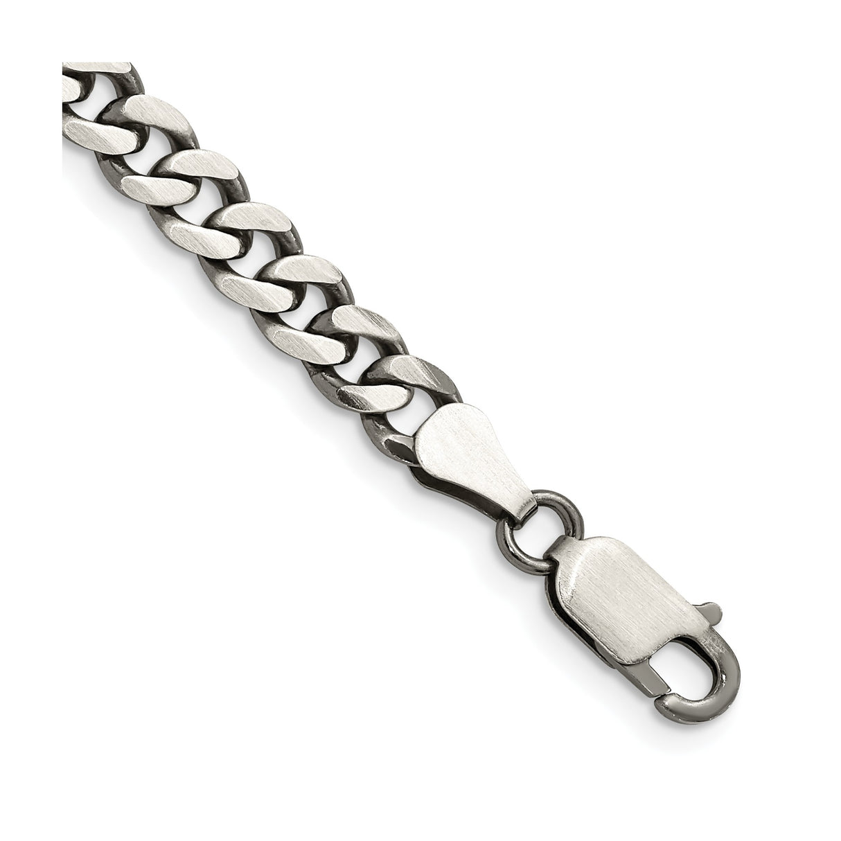 925 White Gold 6 mm Curb Chain Anklet, Solid shown for scale