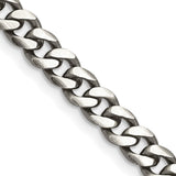 925 White Gold 6 mm Curb Chain Necklace, Solid detail view