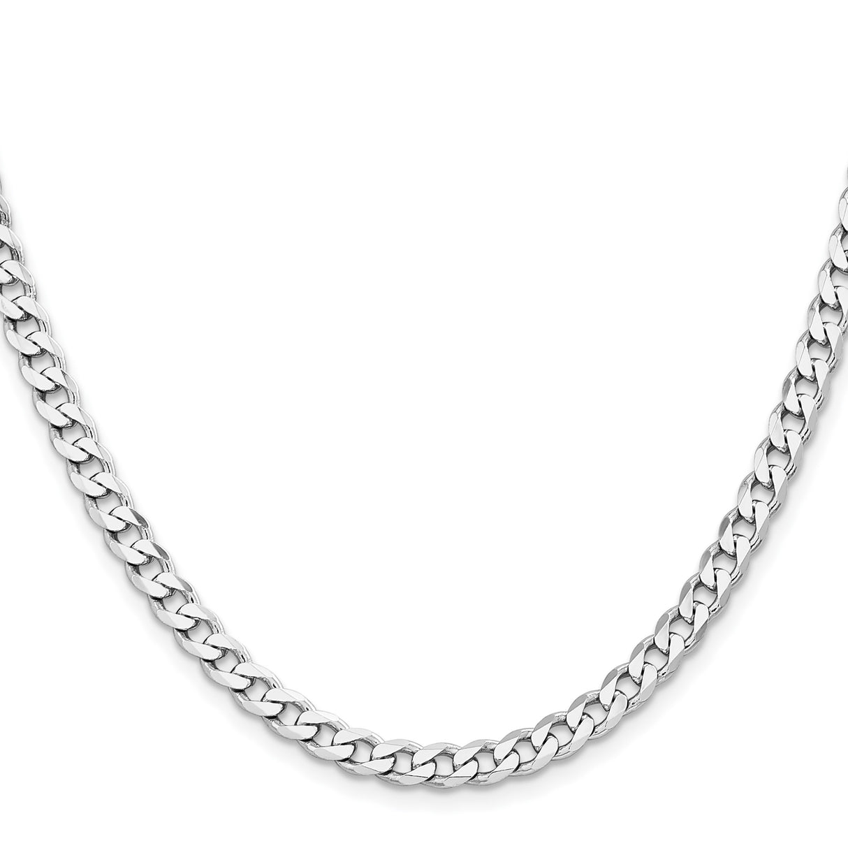 925 White Gold 5.7 mm Curb Chain Necklace, Polished