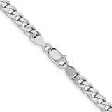 925 White Gold 5.7 mm Curb Chain Necklace, Polished alternate angle