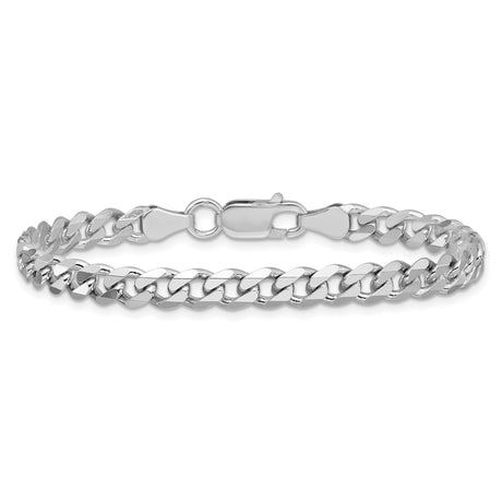 925 White Gold 5.7 mm Curb Chain Anklet, Polished alternate angle