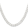 925 White Gold 6.5 mm Curb Chain Necklace, Polished