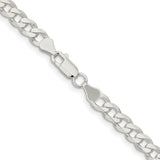 925 White Gold 6.5 mm Curb Chain Necklace, Polished alternate angle