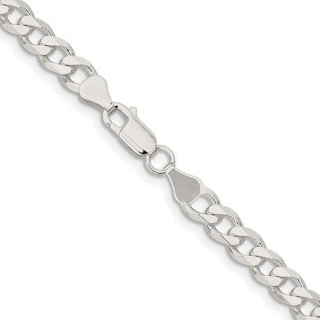 925 White Gold 6.5 mm Curb Chain Necklace, Polished alternate angle