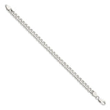 925 White Gold 6.5 mm Curb Chain Anklet, Polished