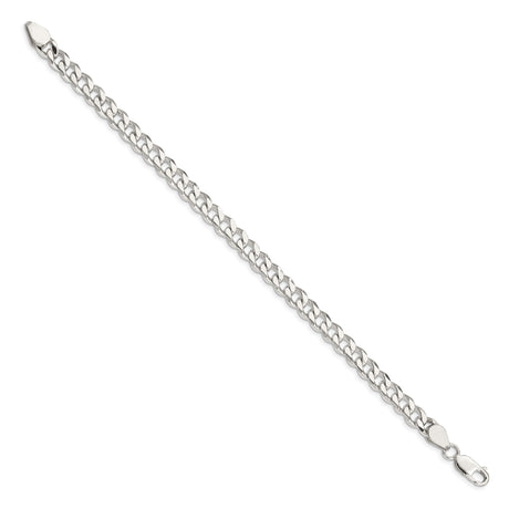 925 White Gold 6.5 mm Curb Chain Bracelet, Polished