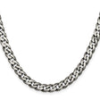 925 White Gold 6.5 mm Curb Chain Necklace, Solid