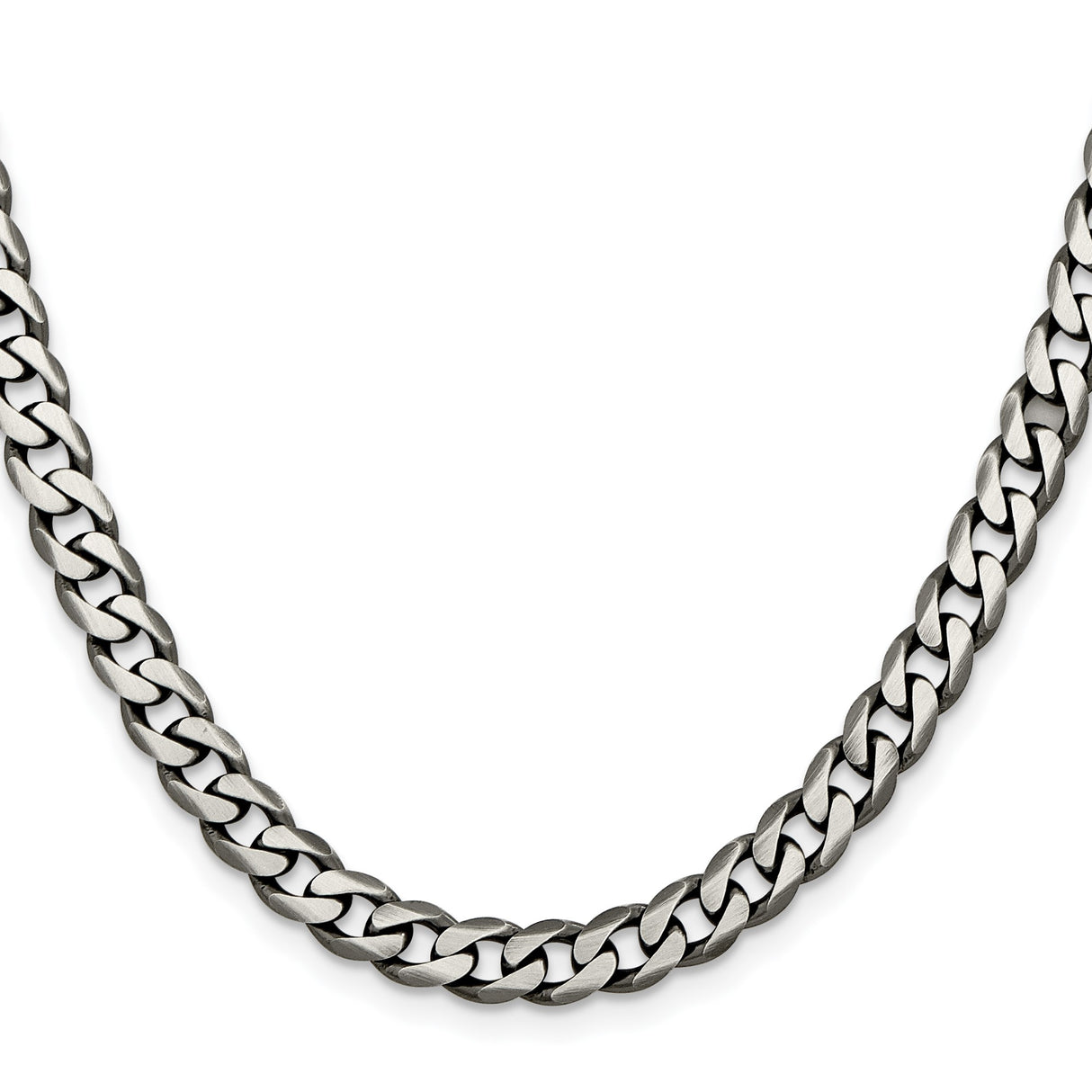 925 White Gold 6.5 mm Curb Chain Necklace, Solid