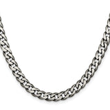 925 White Gold 6.5 mm Curb Chain Necklace, Solid
