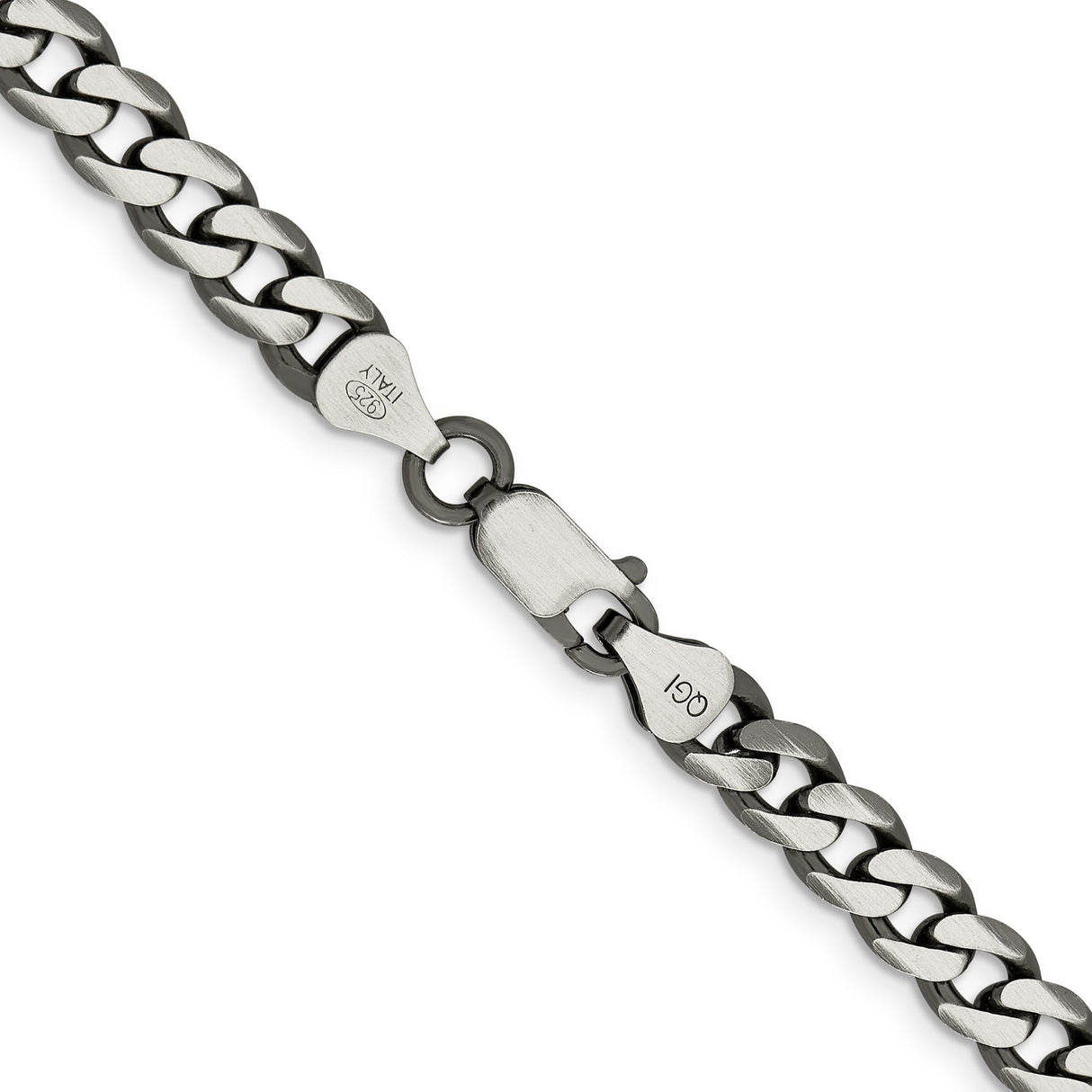 925 White Gold 6.5 mm Curb Chain Necklace, Solid alternate angle