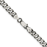 925 White Gold 6.5 mm Curb Chain Necklace, Solid alternate angle