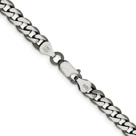 925 White Gold 6.5 mm Curb Chain Necklace, Solid alternate angle