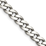 925 White Gold 6.5 mm Curb Chain Necklace, Solid detail view