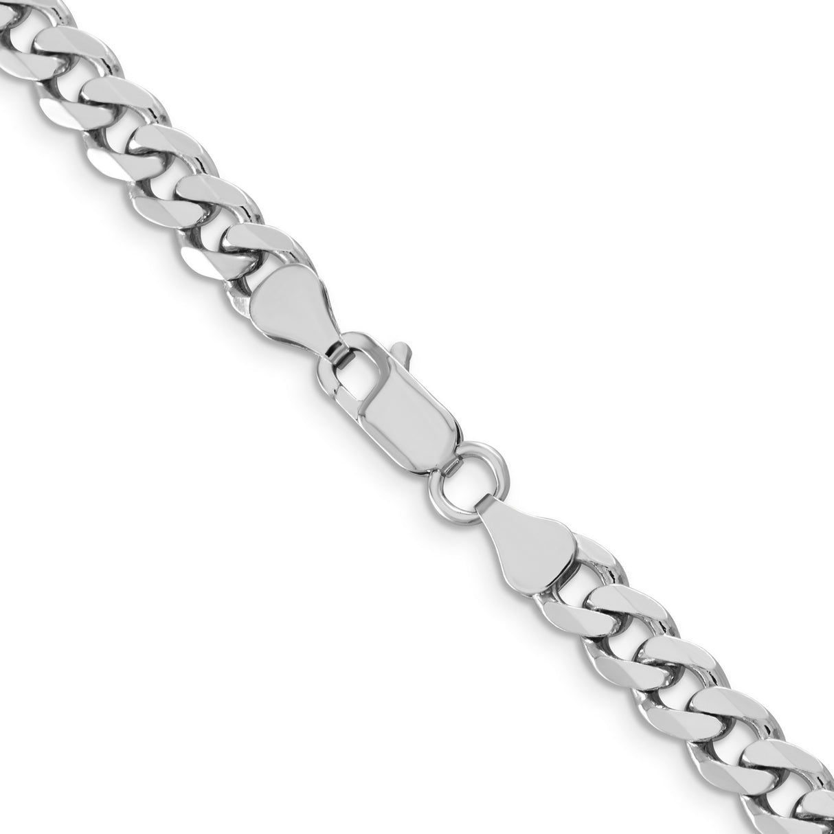 925 White Gold 6.5 mm Curb Chain Necklace, Polished alternate angle