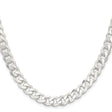 925 White Gold 7.5 mm Curb Chain Necklace, Polished