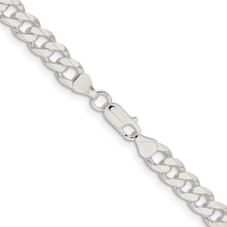 925 White Gold 7.5 mm Curb Chain Necklace, Polished alternate angle