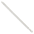 925 White Gold 7.5 mm Curb Chain Anklet, Polished