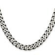 925 White Gold 7.5 mm Curb Chain Necklace, Solid