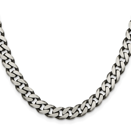 925 White Gold 7.5 mm Curb Chain Necklace, Solid