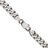 925 White Gold 7.5 mm Curb Chain Necklace, Solid alternate angle