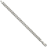 925 White Gold 7.5 mm Curb Chain Anklet, Solid