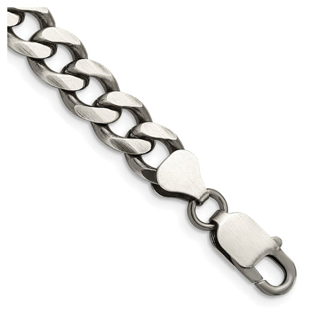925 White Gold 7.5 mm Curb Chain Anklet, Solid shown for scale
