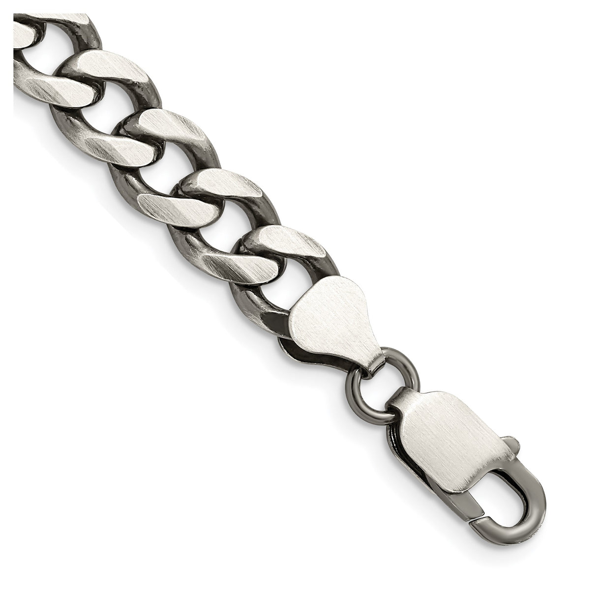 925 White Gold 7.5 mm Curb Chain Bracelet, Solid shown for scale