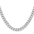 925 White Gold 7.5 mm Curb Chain Necklace, Polished