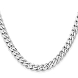 925 White Gold 7.5 mm Curb Chain Necklace, Polished