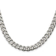 925 White Gold 8.3 mm Curb Chain Necklace, Polished