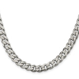 925 White Gold 8.3 mm Curb Chain Necklace, Polished