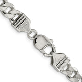 925 White Gold 8.3 mm Curb Chain Necklace, Polished alternate angle