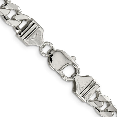 925 White Gold 8.3 mm Curb Chain Necklace, Polished alternate angle
