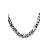 925 White Gold 8.3 mm Curb Chain Necklace, Solid