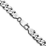 925 White Gold 8.3 mm Curb Chain Necklace, Solid alternate angle